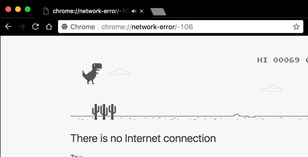 no internet chrome dino
