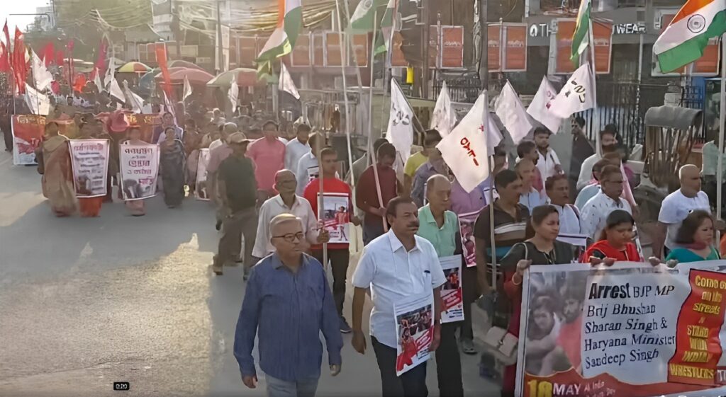 protest against the WPI Chief on the streets of Tripura