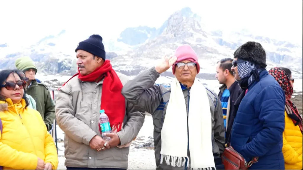 Prosanto Mustafi salutes the India Tricolour in Bumla on May 9, 2024. Phot credit The Borderlens.