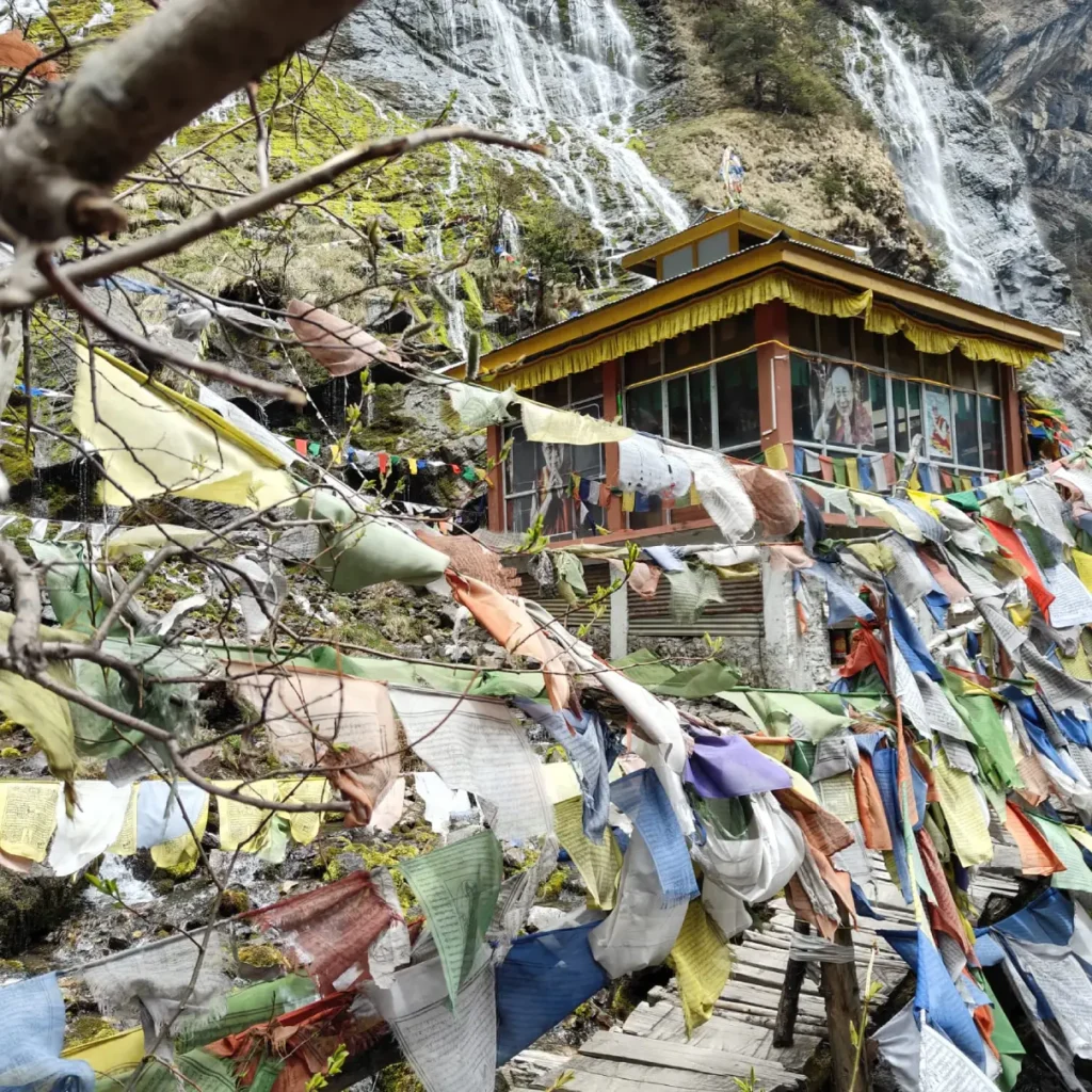 The holy Buddhist temple at Chumi Gyatse near the India-China border Tawang’s Tsechu village