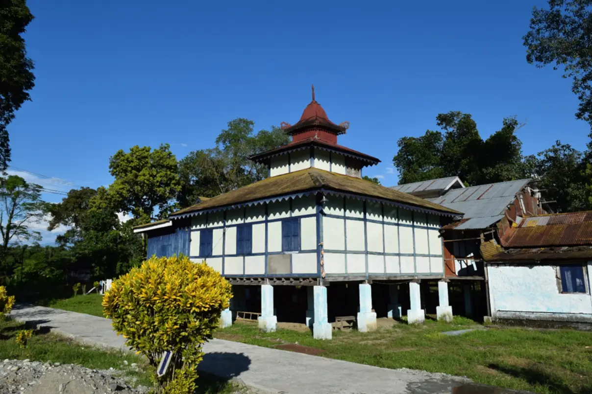 A traditional Tai Khamti household (hun) showcasing distinctive bamboo and timber architecture