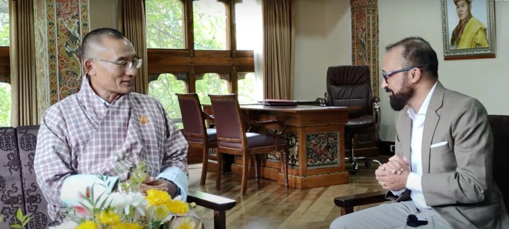 Prime Minister of Bhutan Tshering Tobgay in conversation with Editor of The Borderlens Bidhayak Das: Photo credit: The Borderlens.